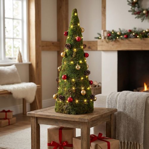 Christmas tree moss tree decoration in green natural Ø25cm H70cm | Floristik24.co.uk