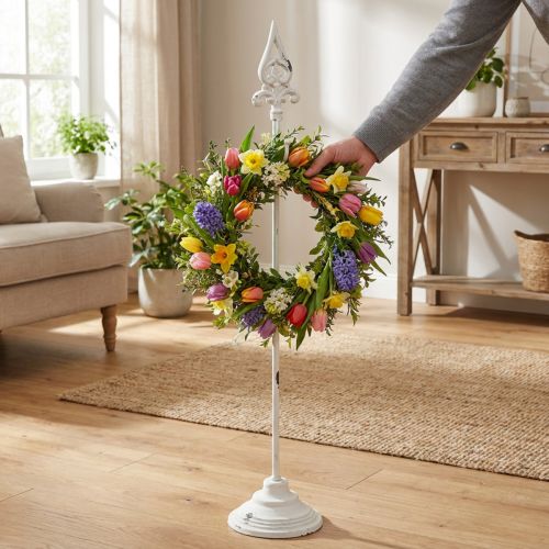 Wreath holder white shabby chic wreath stand 1 hook H76cm | Floristik24.co.uk