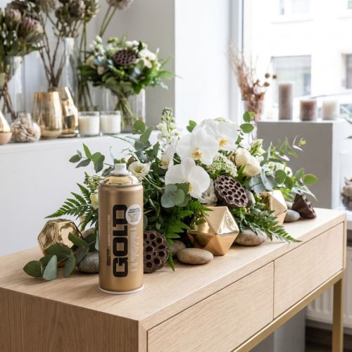 Product Gold Chrome Effect Acrylic Spray Paint 400ml for Indoor Decorations