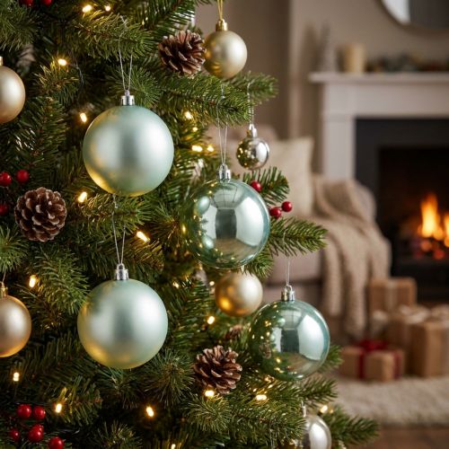 Christmas Ball Break-Resistant Light Green Assorted Ø10cm 4 Pcs | Floristik24.co.uk
