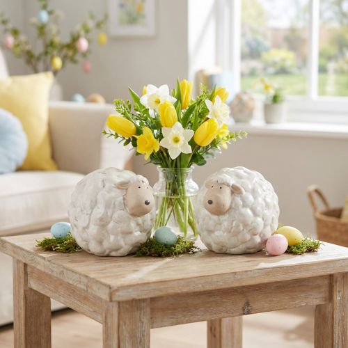 Decorative sheep as a friendly eye-catcher for living room and garden 11cm 2pcs | Floristik24.co.uk