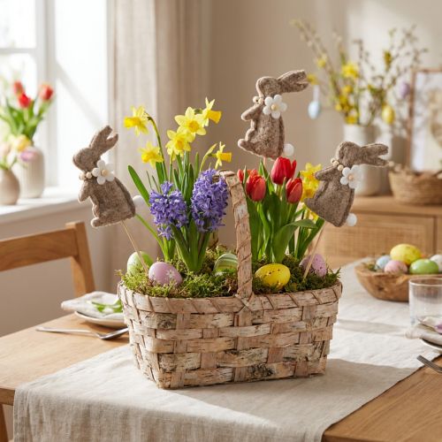 Product Easter bunny decorative figure for spring decorations and seasonal accents, 42cm, 8 pieces