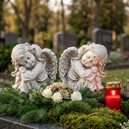 Product Mourning angel sitting figurine Cream 6.5×5×7.5cm 2pcs
