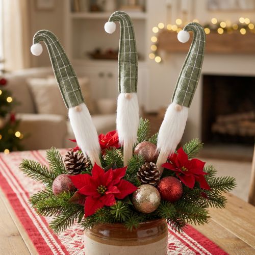 Santa Claus on a stick Christmas gnome green 57cm 4 pieces | Floristik24.co.uk