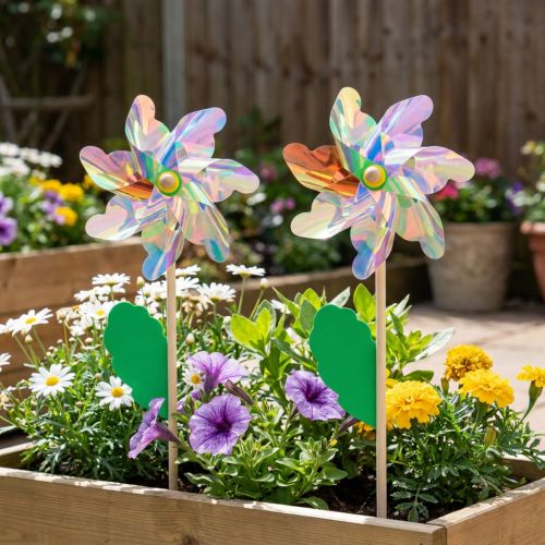 Iridescent Windmill Flower with Leaf Windmill Ø17.5cm 2pcs | Floristik24.co.uk