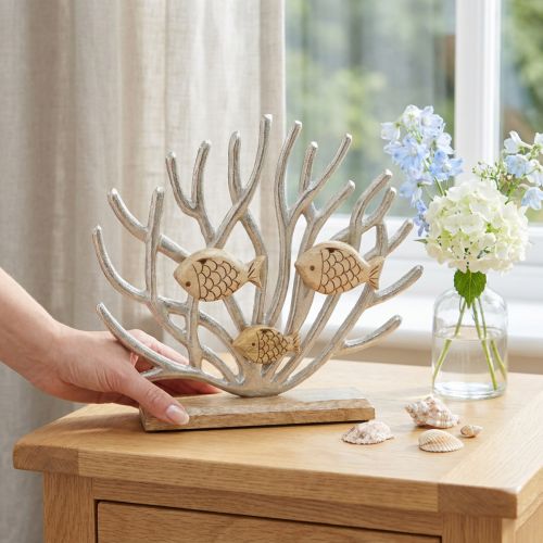 Product Nautical table decoration, coral decoration, fish, wood, metal, L30cm