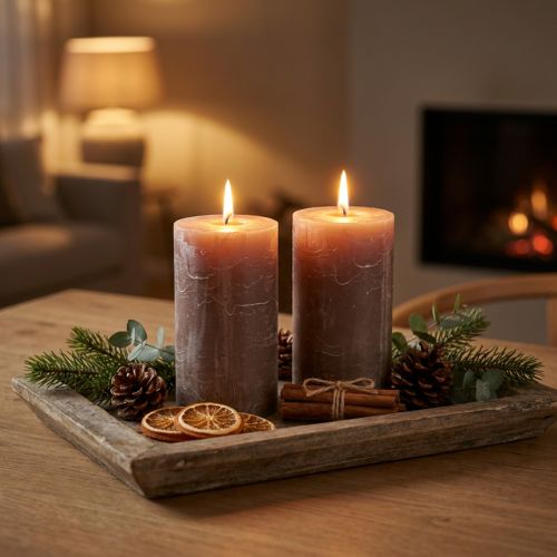 Solid-colored brown pillar candles, 85 x 150 mm, set of 2 – Decorative candles for a cozy atmosphere and festive occasions | Floristik24.co.uk