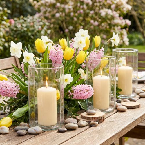 Candle holder glass lantern clear Ø9.5cm H15cm 6pcs | Floristik24.co.uk