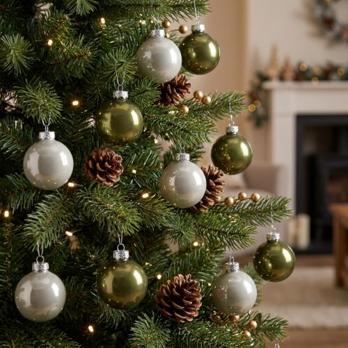 Tree balls mini Christmas balls glass green silver 4 cm 24 pcs | Floristik24.co.uk