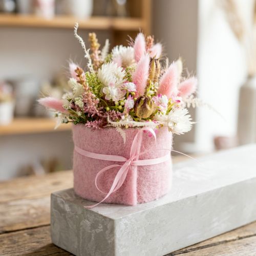 Felt ribbon 7.5cm x 5m pink | Floristik24.co.uk