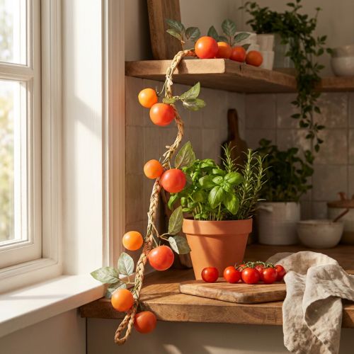 Artificial Tomato Garland, Decorative Vine, Lifelike Living Room Decor, 135cm | Floristik24.co.uk