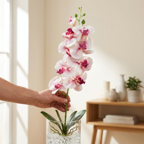 Orchid Phalaenopsis artificial 9 flowers white fuchsia 96cm | Floristik24.co.uk