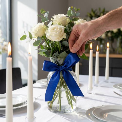 Gift ribbon, decorative ribbon, taffeta ribbon, dark blue, 25mm × 50m | Floristik24.co.uk