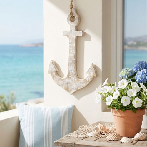 Decorative anchor wood white wiped wooden anchor for hanging 30.5cm | Floristik24.co.uk