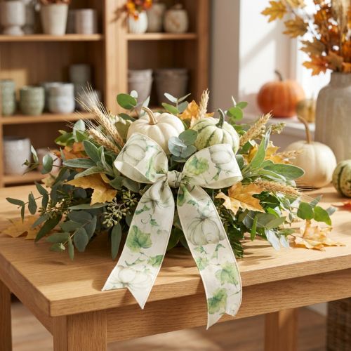 Gift ribbon pumpkin ribbon autumn green 40mm 15m | Floristik24.co.uk