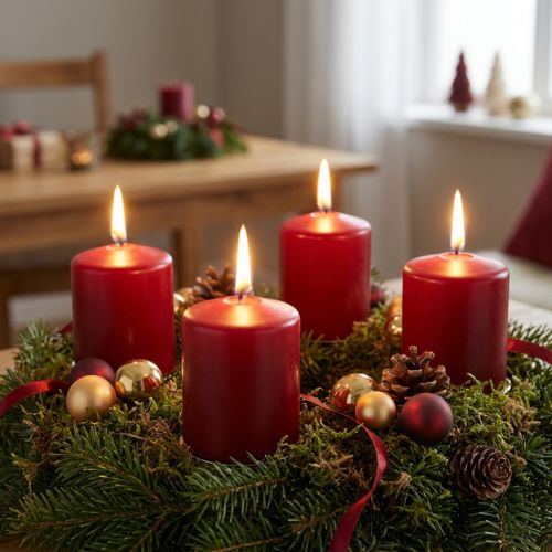 Pillar candle 70/60 old red 16 pcs | Floristik24.co.uk