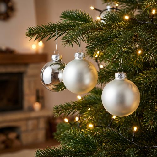 Christmas ball glass Ø6cm silver mix 24 pcs | Floristik24.co.uk