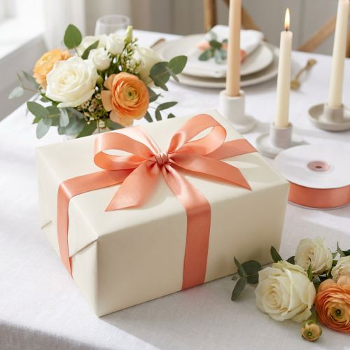 Gift and decoration ribbon 8mm x 50m Apricot | Floristik24.co.uk