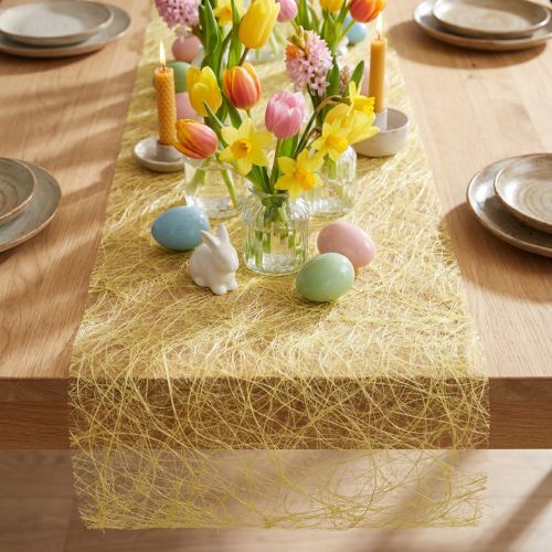 Deco fleece Sizoweb table runner yellow 30cm 5m | Floristik24.co.uk
