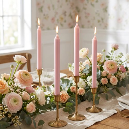 Natural Wax Pink Taper Candles for Stylish Home Décor 25cm | Floristik24.co.uk