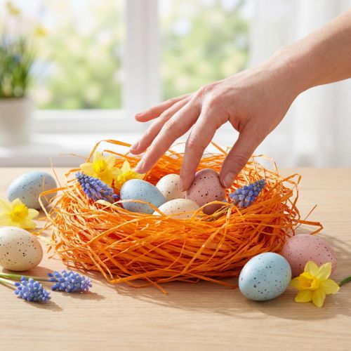 Product Raffia bast Natural fibre Orange yellow 200gr