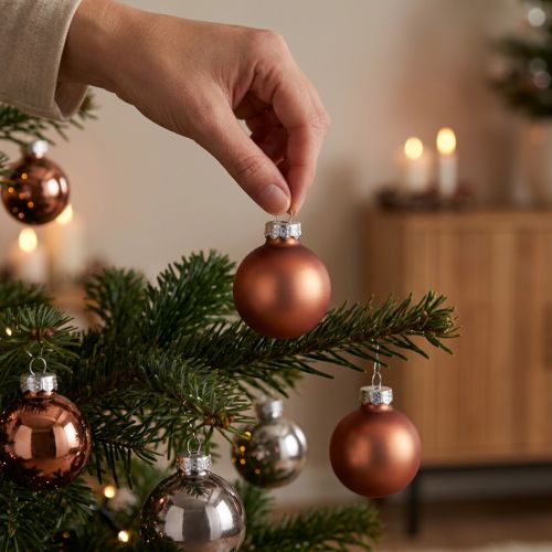 Mini Christmas balls silver apricot glass Ø3cm 22 pcs | Floristik24.co.uk