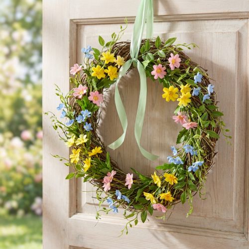 Natural grapevine wreath Ø40cm - decorative door wreath for spring and summer | Floristik24.co.uk