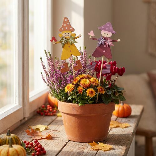 Flower plug autumn decoration wood yellow purple 8×6cm 12pcs | Floristik24.co.uk