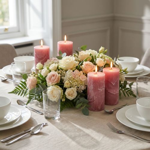 Solid-colored candles old pink 50x100mm 4 pcs | Floristik24.co.uk