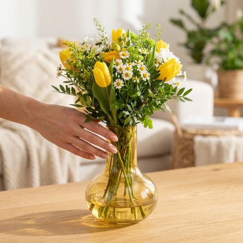 Vase yellow glass vase bulbous flower vase glass Ø10.5cm H15cm | Floristik24.co.uk