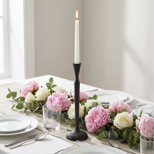 Candlestick Black Metal Candlestick Ø12cm H46cm | Floristik24.co.uk