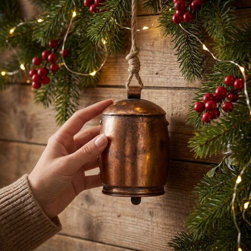 Vintage bell copper metal bell deco hanger Ø13.5cm 49cm | Floristik24.co.uk
