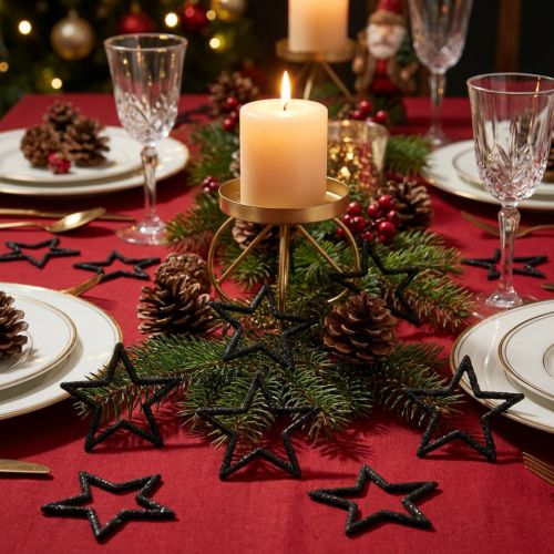 Scatter Decoration Christmas Stars Black Glitter Ø4cm 120 pcs | Floristik24.co.uk