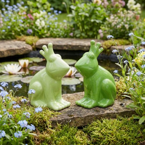 Decorative frog ceramic, frog prince couple summer decoration 13×8×16cm 2pcs | Floristik24.co.uk