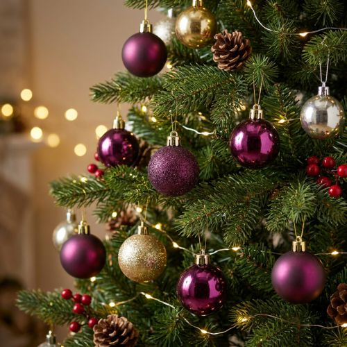 Mini Christmas Balls Purple Plastic Ø3cm H3.5cm 14 pcs | Floristik24.co.uk
