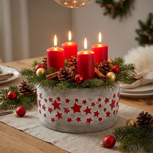Planter bowl for Advent, planter with stars, concrete decoration Ø20cm H11cm | Floristik24.co.uk