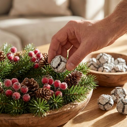 Cypress Cones 3cm Washed White 500g | Floristik24.co.uk