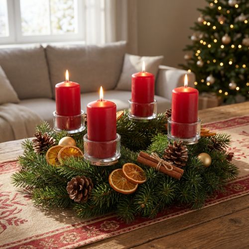 Candle holder with glass silver 4 pcs | Floristik24.co.uk