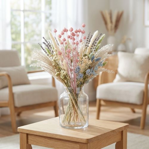 Strawberry Thistle Dried Flowers Light Pink 58cm 100g | Floristik24.co.uk