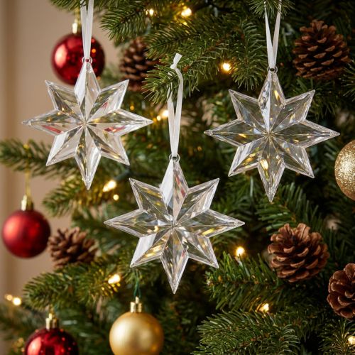 Star plastic clear for hanging 15cm 6pcs | Floristik24.co.uk