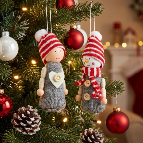 Product Christmas decoration figures 10cm grey, red 6pcs