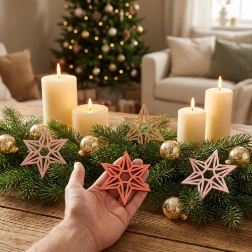 Wooden stars Christmas decoration wooden stars orange 8cm 16 pcs | Floristik24.co.uk