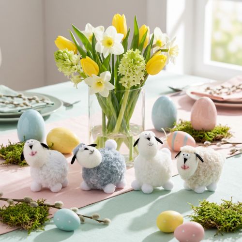 Easter decoration sheep table decoration decorative sheep figures 7.5cm 4pcs | Floristik24.co.uk