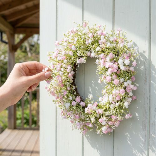 Artificial flower wreath door wreath wall decoration Ø30cm H6cm | Floristik24.co.uk