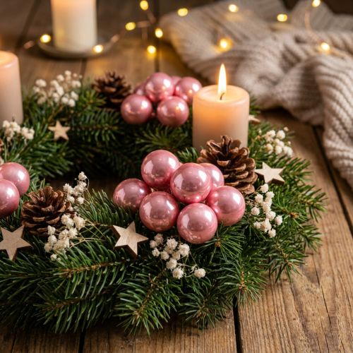 Mini Christmas balls on wire Ø20mm glass pink 140p | Floristik24.co.uk
