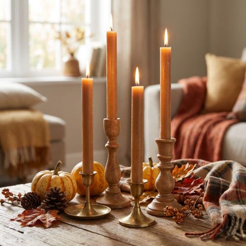 Solid colored taper candles,