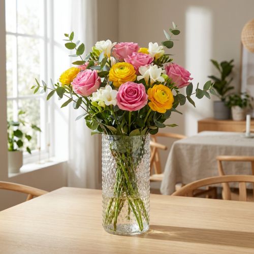 Product Flower vase, glass vase, candle glass, lantern glass Ø11.5cm H23.5cm