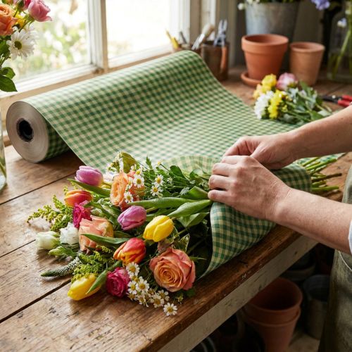 Flower silk 75cm check green 8kg | Floristik24.co.uk