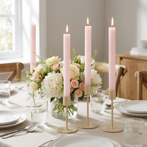 Taper candles light pink solid coloured candles pink 34x240mm 4 pcs | Floristik24.co.uk