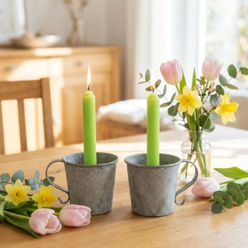 Candle holder vintage cup metal grey Ø7cm H6cm 2pcs | Floristik24.co.uk
